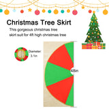 DIY,Christmas tree skirt 48 inches high-quality red with green, snowflake flakes and LED lights skirt decoration and New Year party, holiday home decoration