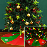 DIY,Christmas tree skirt 48 inches high-quality red with green, snowflake flakes and LED lights skirt decoration and New Year party, holiday home decoration