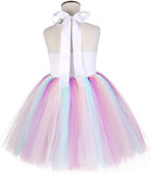 DIY girls' ballet skirt girls' Tulle dress, suitable for birthday party, photography props, unicorn clothing, rainbow dance skirt and headdress